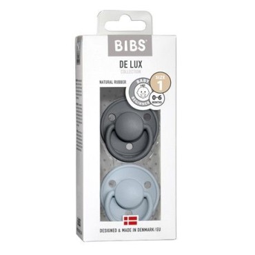 Pack chupetes  Bibs de lux iron/baby blue 0-6m