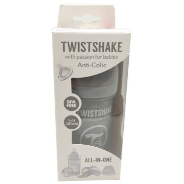 Biberón Anticólico tetina silicona 180ml/blanco Twistshake